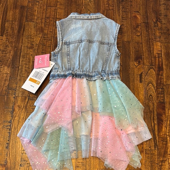 Denim and Pastel Layered Dress - Picture 12 of 15